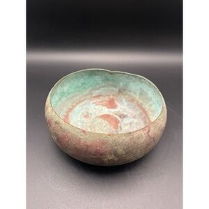 Antique copper or brass bowl patinated finish 4.5x2.25‎